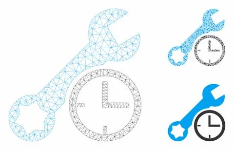 Service Time Vector Mesh Carcass Model and Triangle Mosaic Icon Stock-Illustration