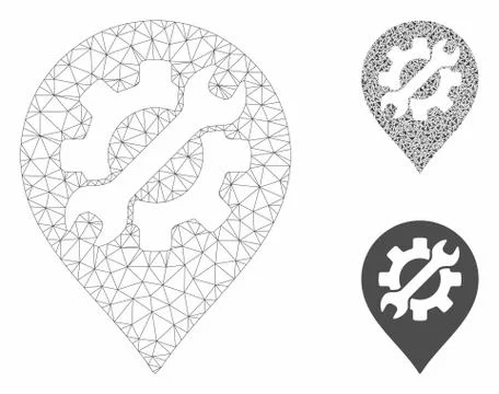Service Tool Marker Vector Mesh 2D Model and Triangle Mosaic Icon Illustrazione stock