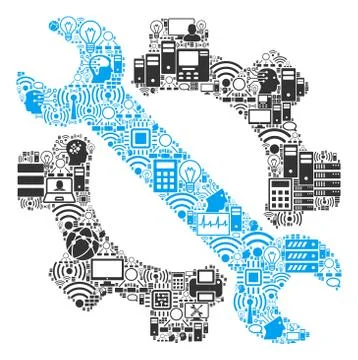 Service Tools Collage Icon for BigData and Computing Stock Illustration