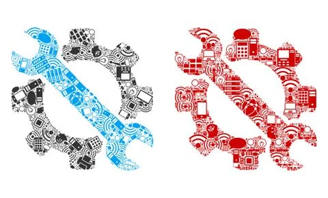 Service Tools Collage Icons for BigData 스톡 일러스트