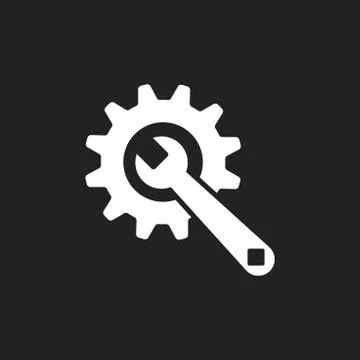 Service tools flat vector icon. Cogwheel with wrench symbol logo illustration Stock Illustration
