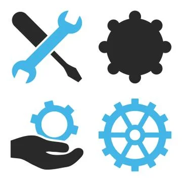 Service Tools Flat Vector Icons Stock Illustration