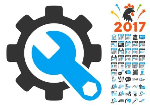 Service Tools Icon With 2017 Year Bonus Pictograms Stockillustratie