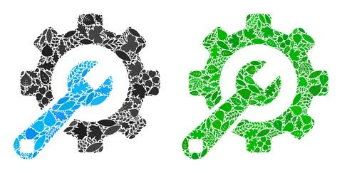 Service Tools Icon Botany Composition of Floral Elements Stock Illustration