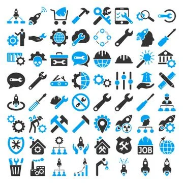 Service Tools Icon Set Stock Illustration
