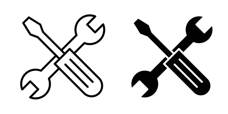 Service tools icon vector concepts, line and silhouette style Stock Illustration
