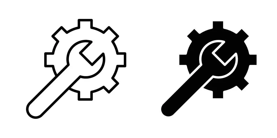 Service tools icon vector concepts, line and silhouette style Stock Illustration