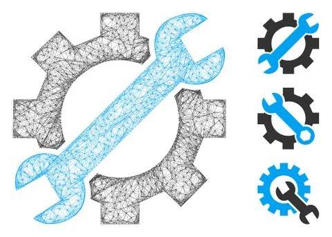 Service Tools Polygonal Web Vector Mesh Illustration 스톡 일러스트