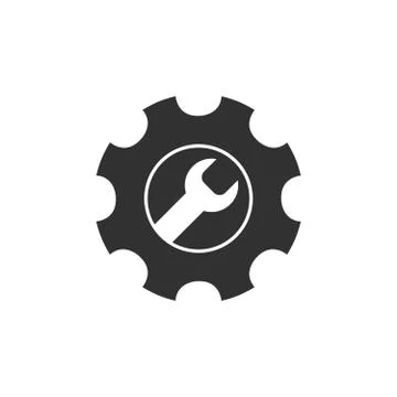 Service Tools vector icon. Gear and wrench logo design. Stock vector illustra Stock Illustration
