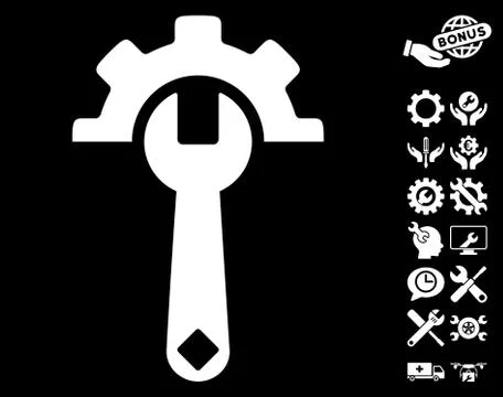 Service Tools Vector Icon with Tools Bonus 스톡 일러스트