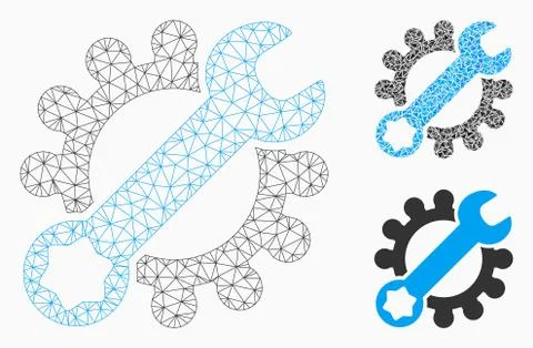 Service Tools Vector Mesh 2D Model and Triangle Mosaic Icon イラスト素材
