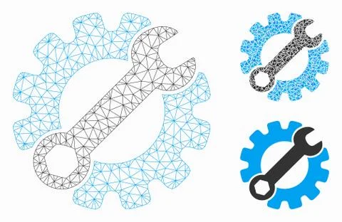 Service Tools Vector Mesh 2D Model and Triangle Mosaic Icon Illustrazione stock