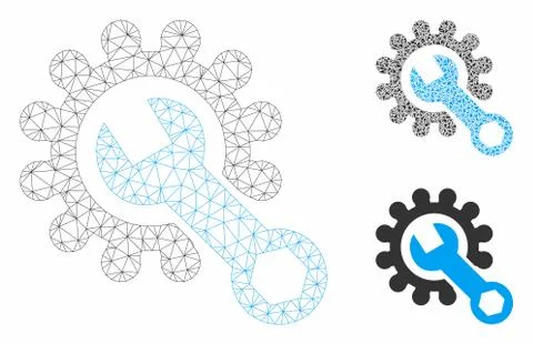 Service Tools Vector Mesh 2D Model and Triangle Mosaic Icon イラスト素材