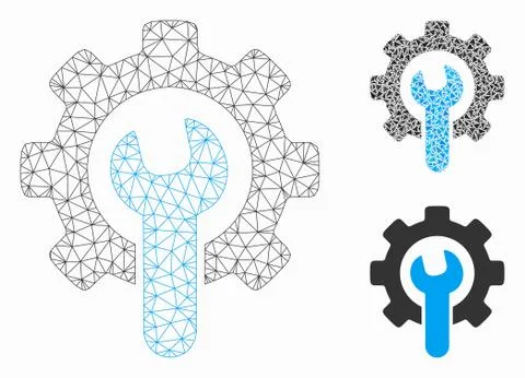 Service Tools Vector Mesh 2D Model and Triangle Mosaic Icon イラスト素材