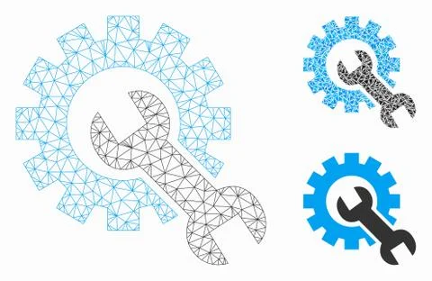 Service Tools Vector Mesh Carcass Model and Triangle Mosaic Icon Illustrazione stock