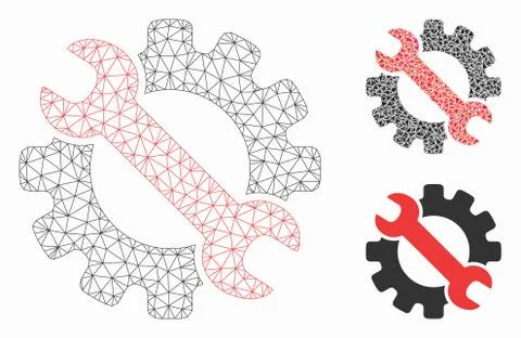Service Tools Vector Mesh Carcass Model and Triangle Mosaic Icon Illustrazione stock