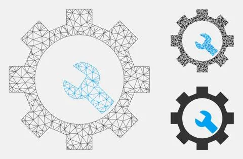 Service Tools Vector Mesh Wire Frame Model and Triangle Mosaic Icon イラスト素材