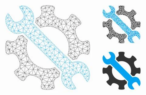 Service Tools Vector Mesh Wire Frame Model and Triangle Mosaic Icon Illustrazione stock