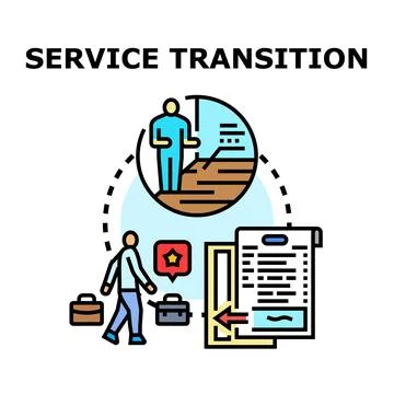Service transition process with evaluation and progression Stock Illustration