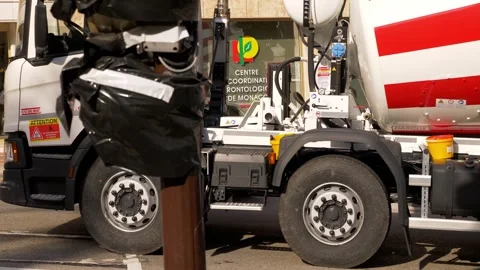 Service Truck on Monaco Street During Event Operations 4K 스톡 동영상 336665553