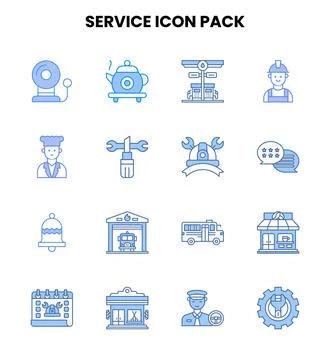 Service Two Colour Bundle Icons Pack 스톡 일러스트