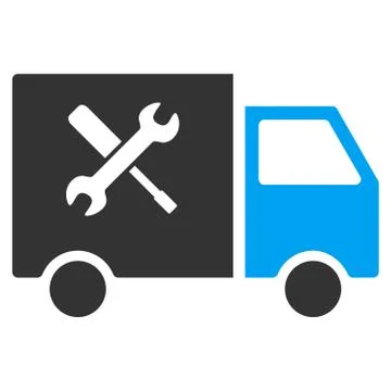 Service Van Flat Vector Icon 库存插图