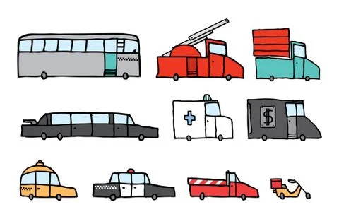 Service vehicle set Stock Illustration