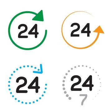Service work 24 hours a day sign symbol set Stock Illustration