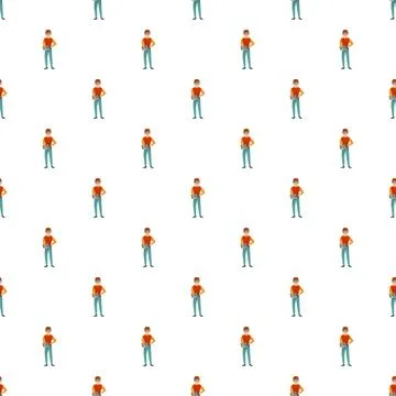 Service worker character seamless pattern illustration Stock Illustration