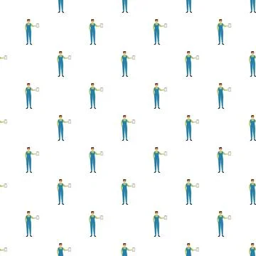 Service worker checking clipboard seamless repeating pattern Stock Illustration