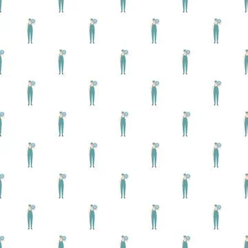Service worker holding cogwheel repeating pattern Stock Illustration