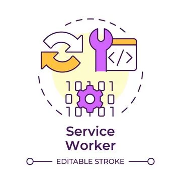 Service worker multi color concept icon Stock Illustration