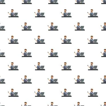 Service worker pattern working on laptop using smartphone Stock Illustration