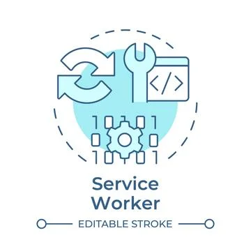 Service worker soft blue concept icon Illustrazione stock