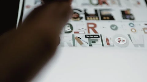 Service workflow controls respond to two finger gesture Stock Footage 346604247