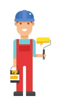 Serviceman builder professional and vector worker maintenance repair Stock Illustration