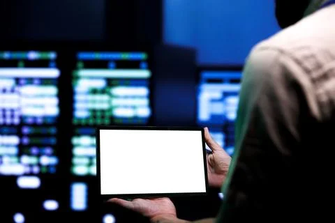 Serviceman conducting server auditing Stock Photos