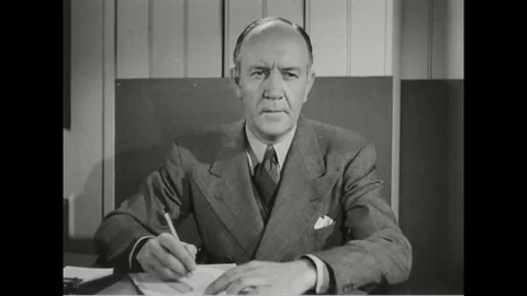 Serviceman explains the reasons of left job of navy - 1945 Stock Footage 101406989