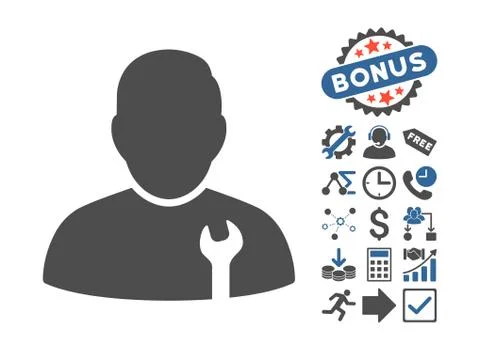 Serviceman Flat Vector Icon With Bonus Stock Illustration