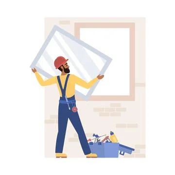 Serviceman Installing Ilustración de archivo