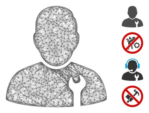 Serviceman Web Vector Mesh Illustration Stock Illustration