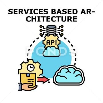 Services based architecture concept illustrating software development Stock Illustration