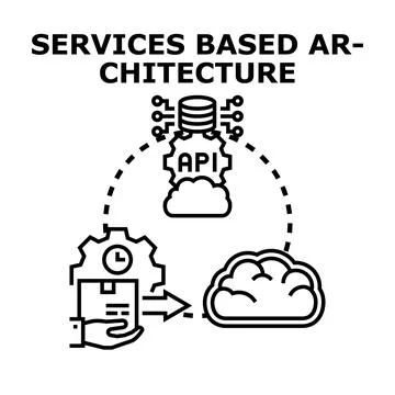 Services based architecture concept illustrating software development Ilustração Stock