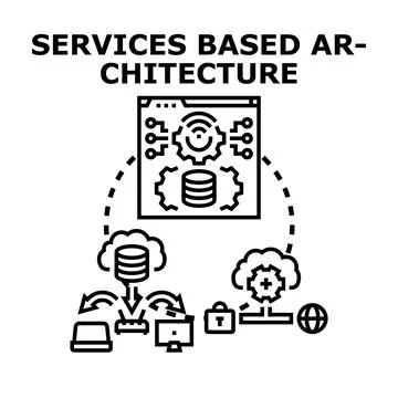 Services based architecture implementing cloud computing solutions Stock Illustration