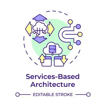 Services based architecture multi color concept icon Stock Illustration