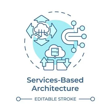 Services based architecture soft blue concept icon Stock Illustration