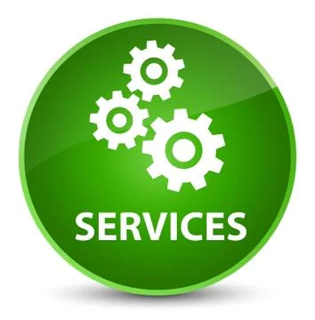 Services (gears icon) elegant green round button Stock Illustration