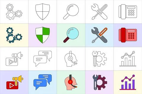 Services Icons With Two Different Styles Stock Illustration