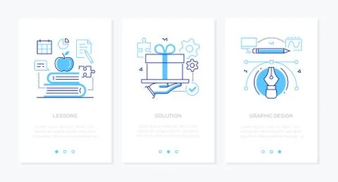 Services - set of line design style vertical web banners 库存插图