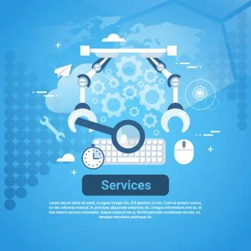 Services Technical Help Concept Web Banner With Copy Space Stock Illustration